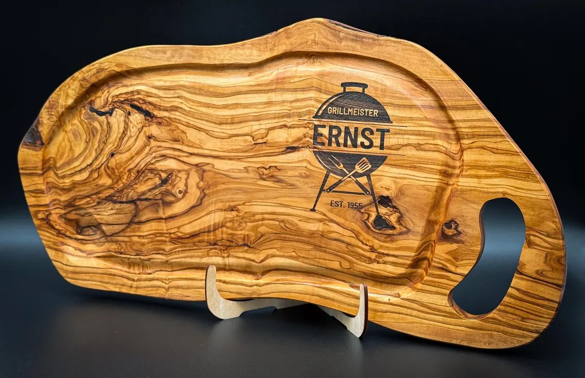 Olivenholz Steakbrett Grillgravur + Namen