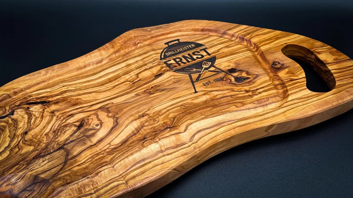 Olivenholz Steakbrett Grillgravur + Namen