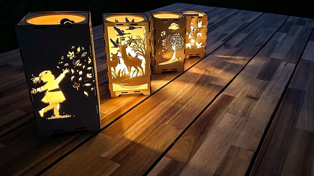 Holz Teelicht-Laterne „Herbstfarn“