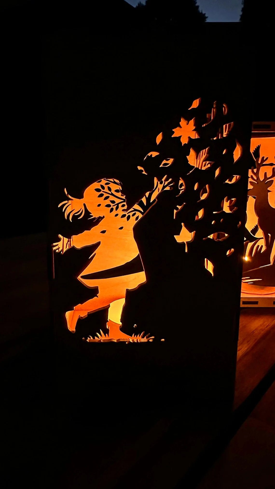 Holz Teelicht-Laterne „Herbstfarn“