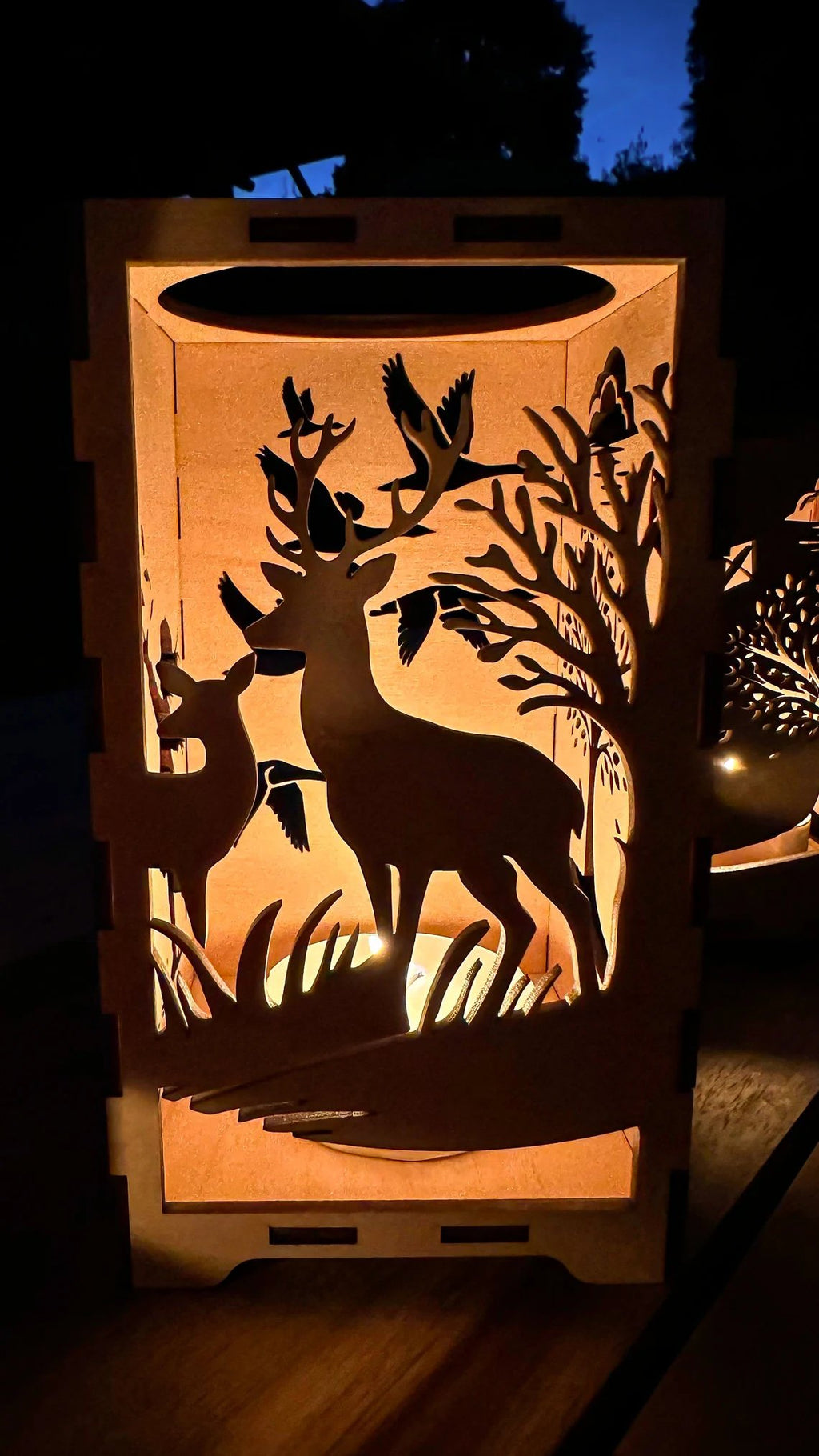 Holz Teelicht-Laterne „Herbstfarn“