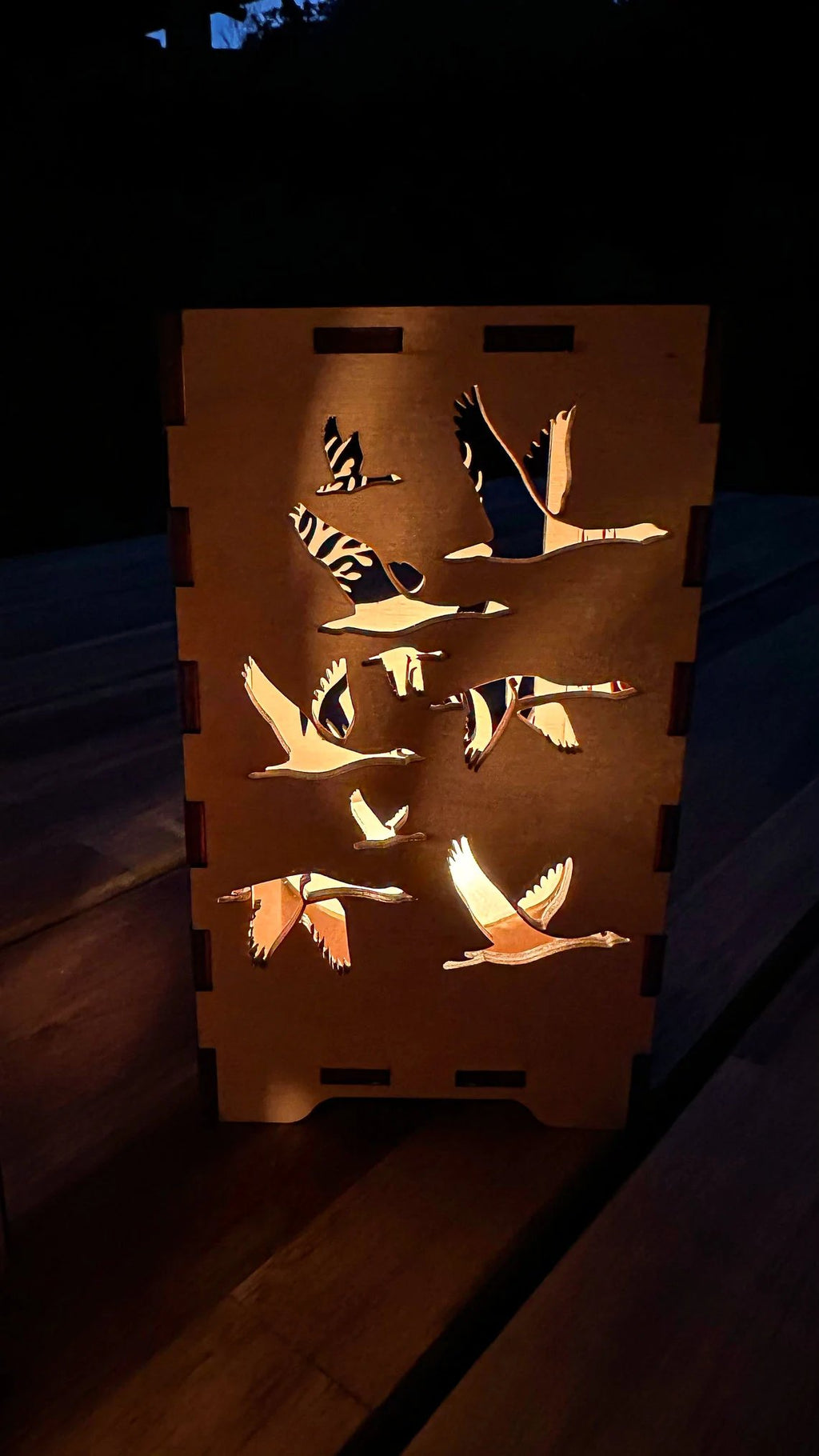 Holz Teelicht-Laterne „Herbstfarn“