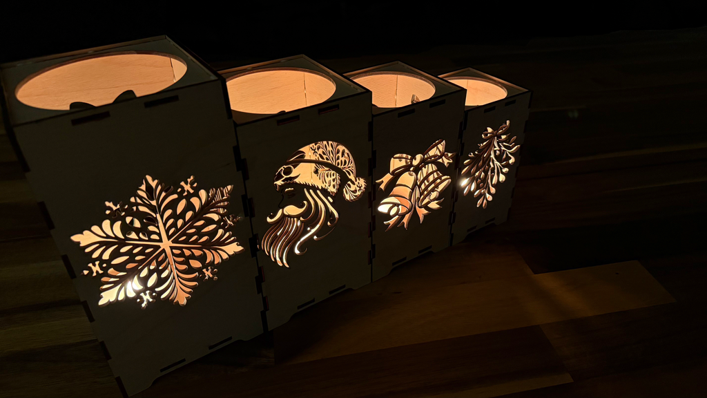 Windlicht aus Birkenholz „Winterlicht“