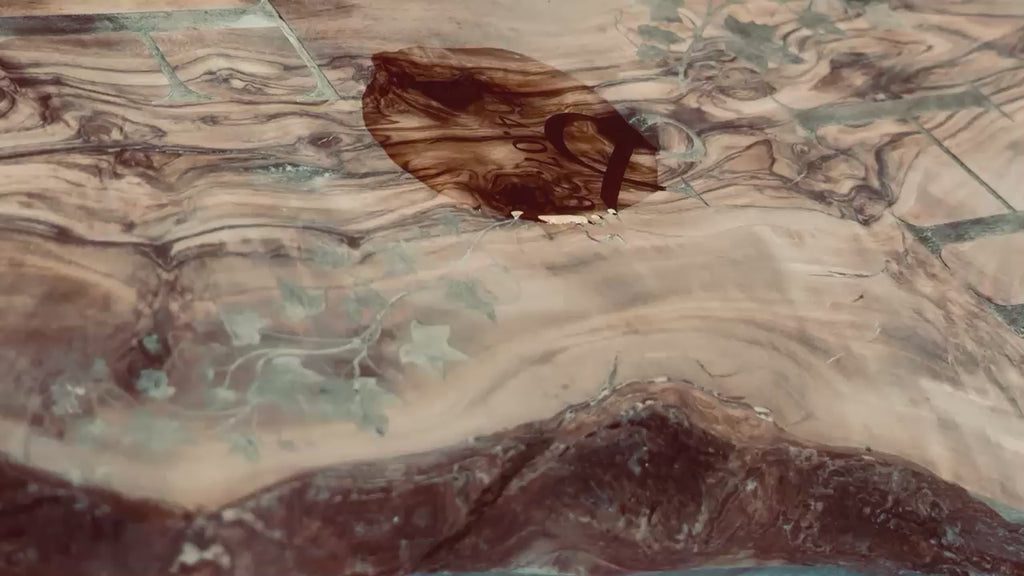 Olivenholz Hochzeitsbrett Gravur „Efeu Edition“  Mit Initialen und Datum personalisiert